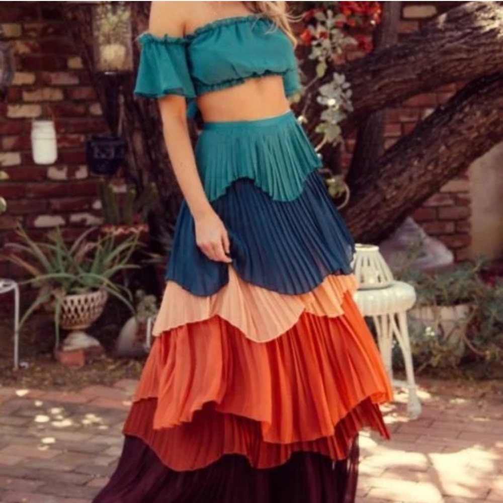 Colorful Multicolored Tiered Skirt